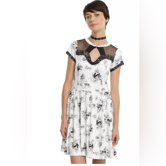 Hot Topic Dresses & Skirts - Hot Topic Disney Princess Black And White Toile Dress 2X Stretchy Skater Flared